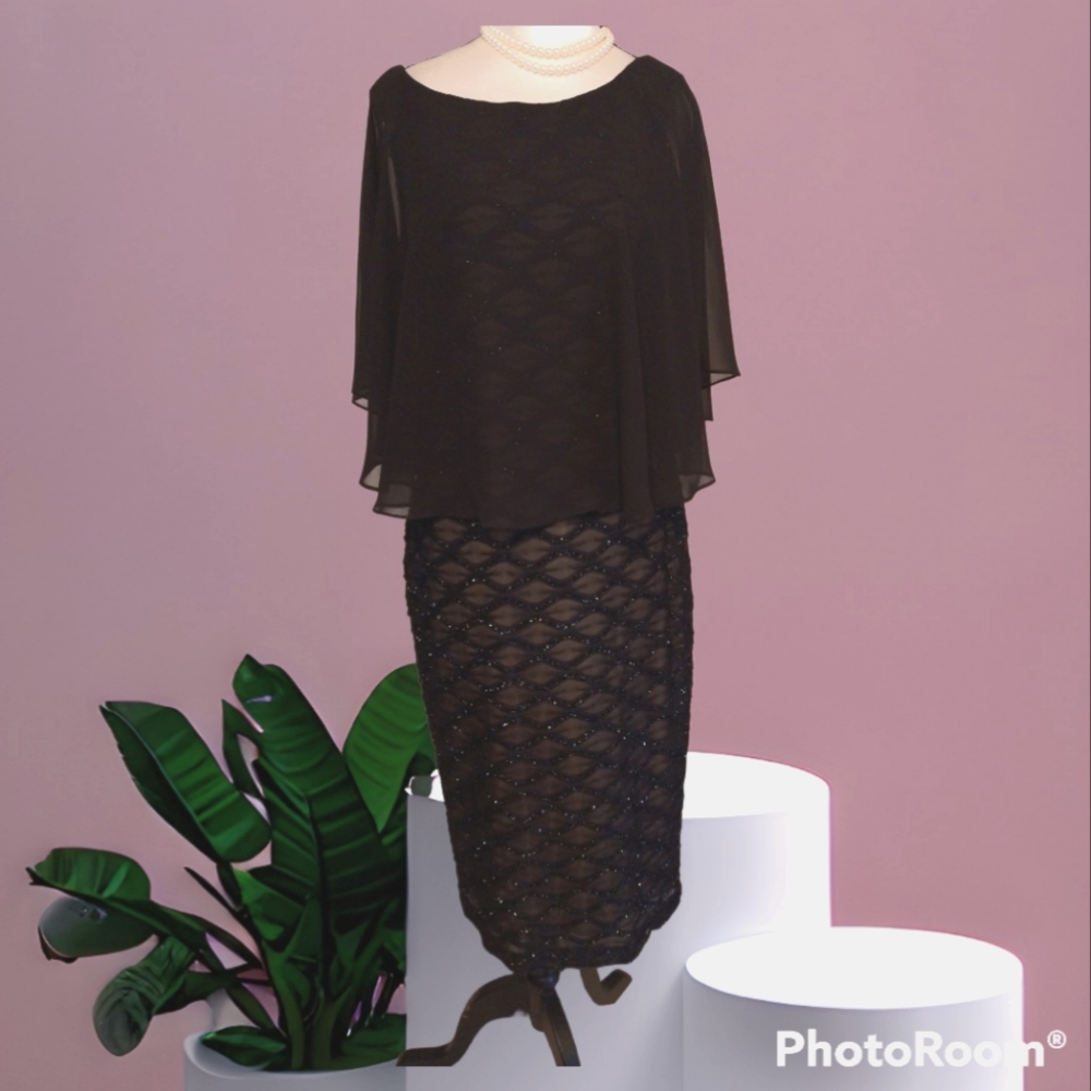 Black cocktail dress w Cape